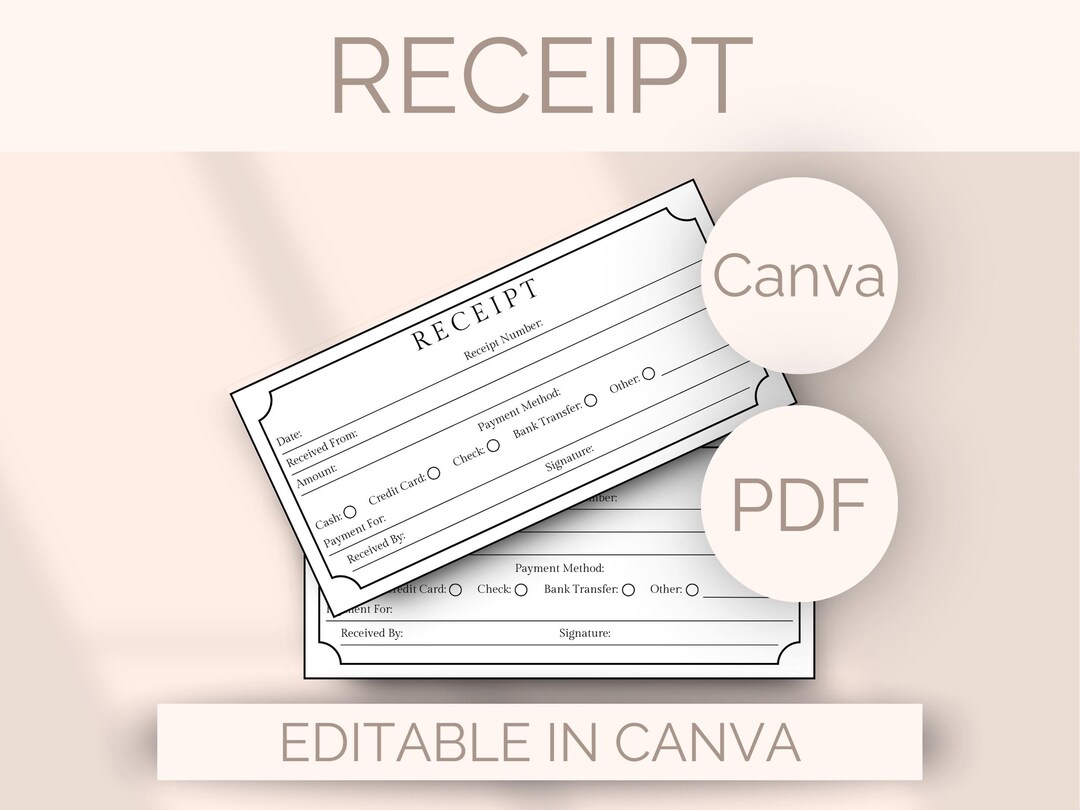 Transaction Print Creative Examples EDITABLE Receipt Template Sales Transaction Printable Receipt Rent ...