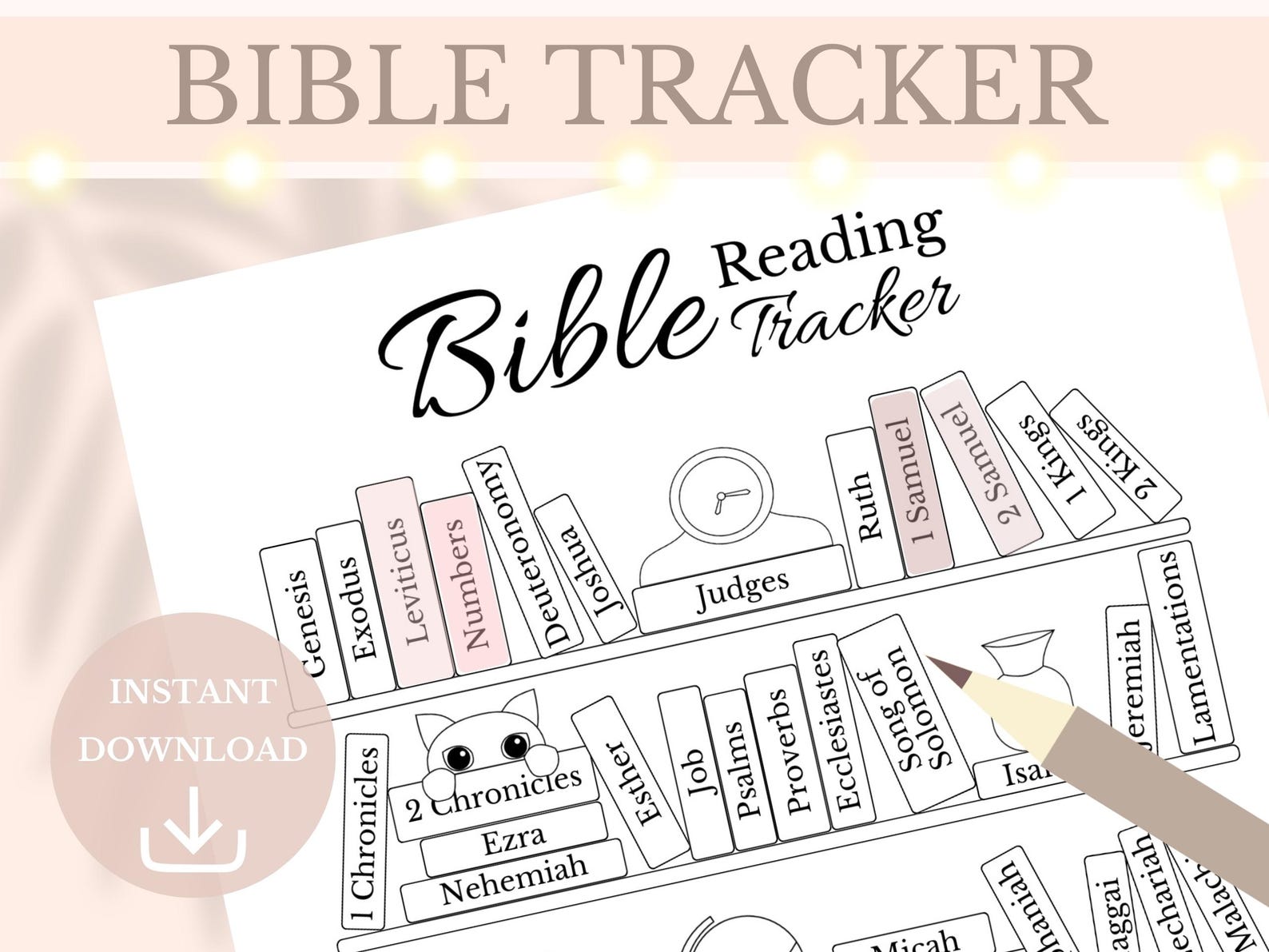 Bible Reading Tracker Bookshelf Printable and Digital Bible Reading ...
