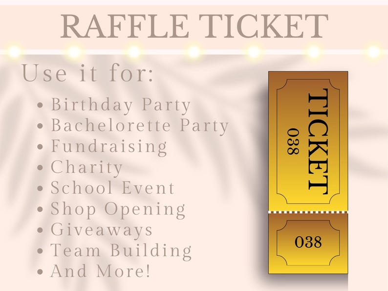 300 GOLD Numbered Raffle Ticket Printable Enter to Win Ticket Tombola ...