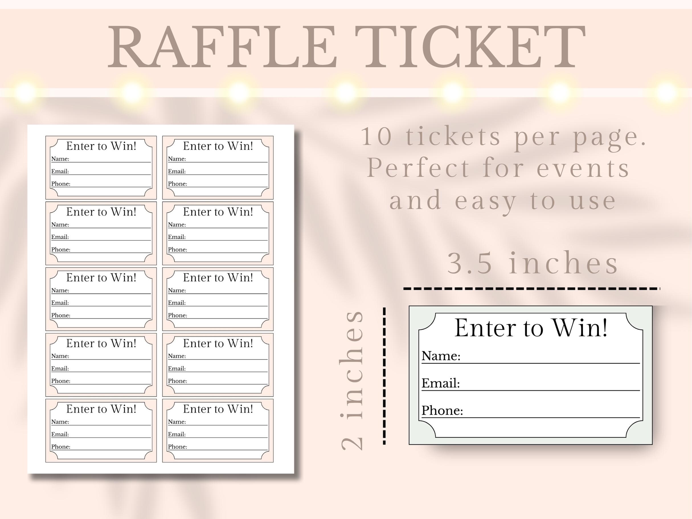 Raffle Ticket Form Printable Enter to Win Ticket Tombola Raffle Ticket ...