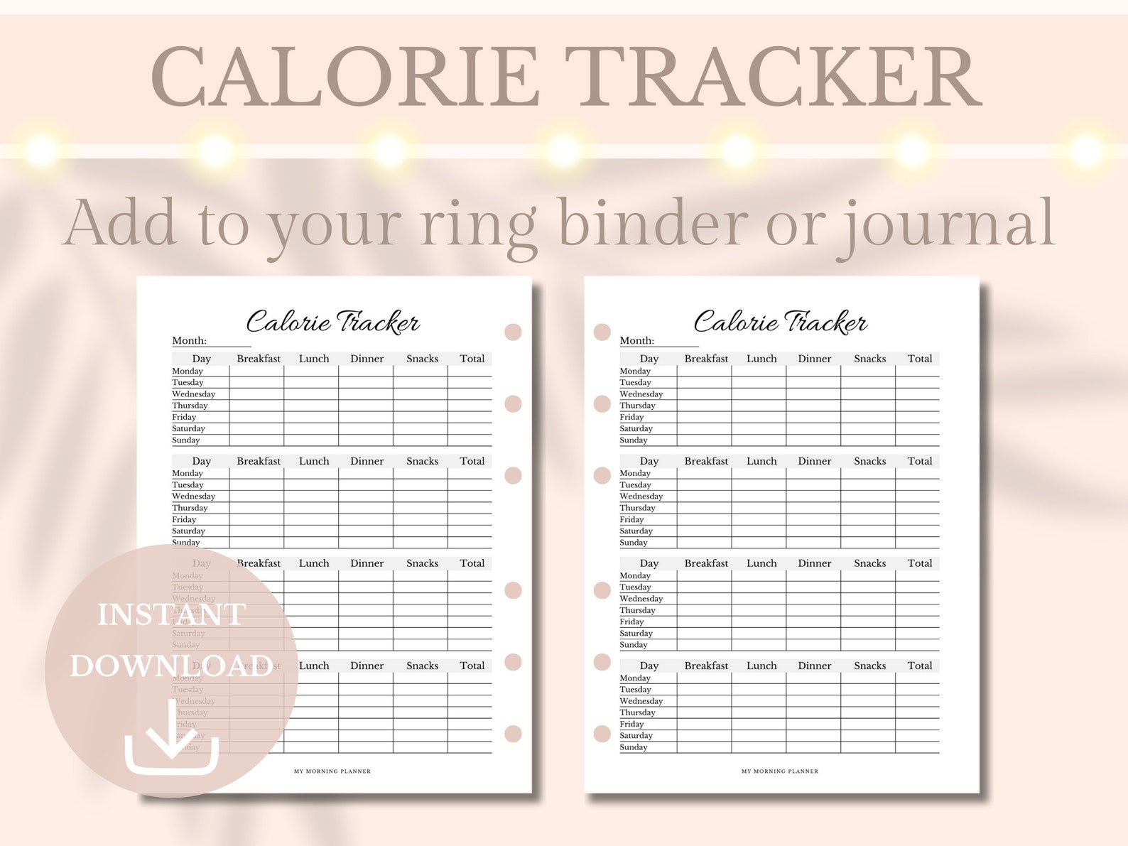 Calorie Tracker Printable Diet Tracker Meal Planner Food Journal Weight Calorie Tracker Printable Diet Tracker Meal Planner Food Journal Weight