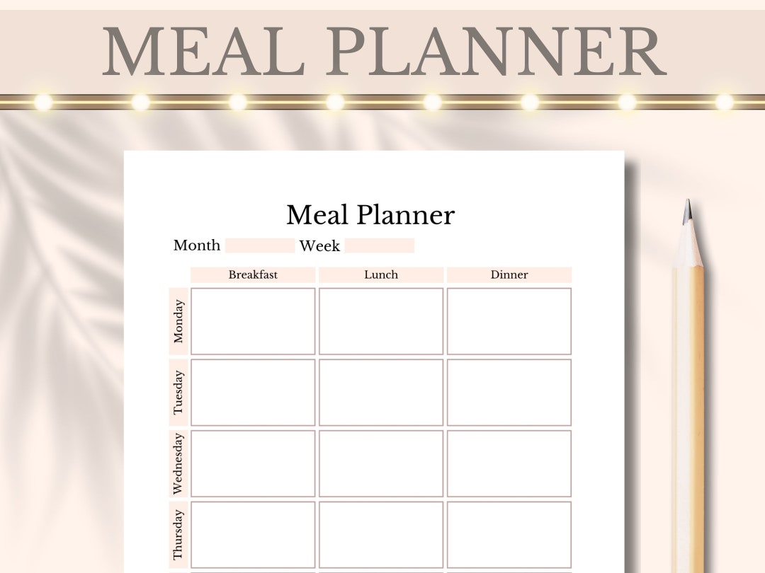 Weekly Meal Planner Printable Minimalist Food Journal Diet Tracker ...