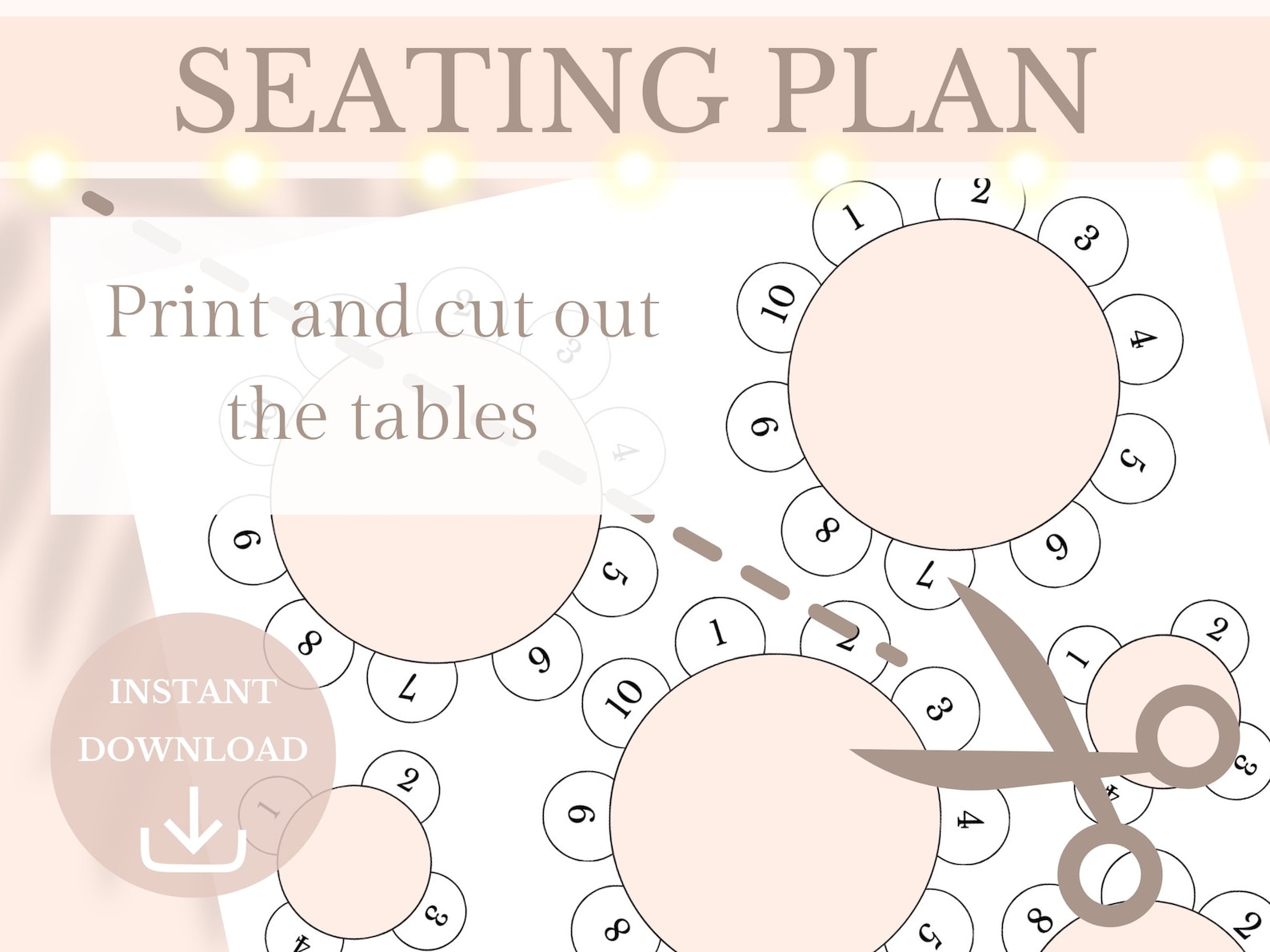 Wedding DIY Table Seating Planner PRINTABLE Paper Cutouts Event ...
