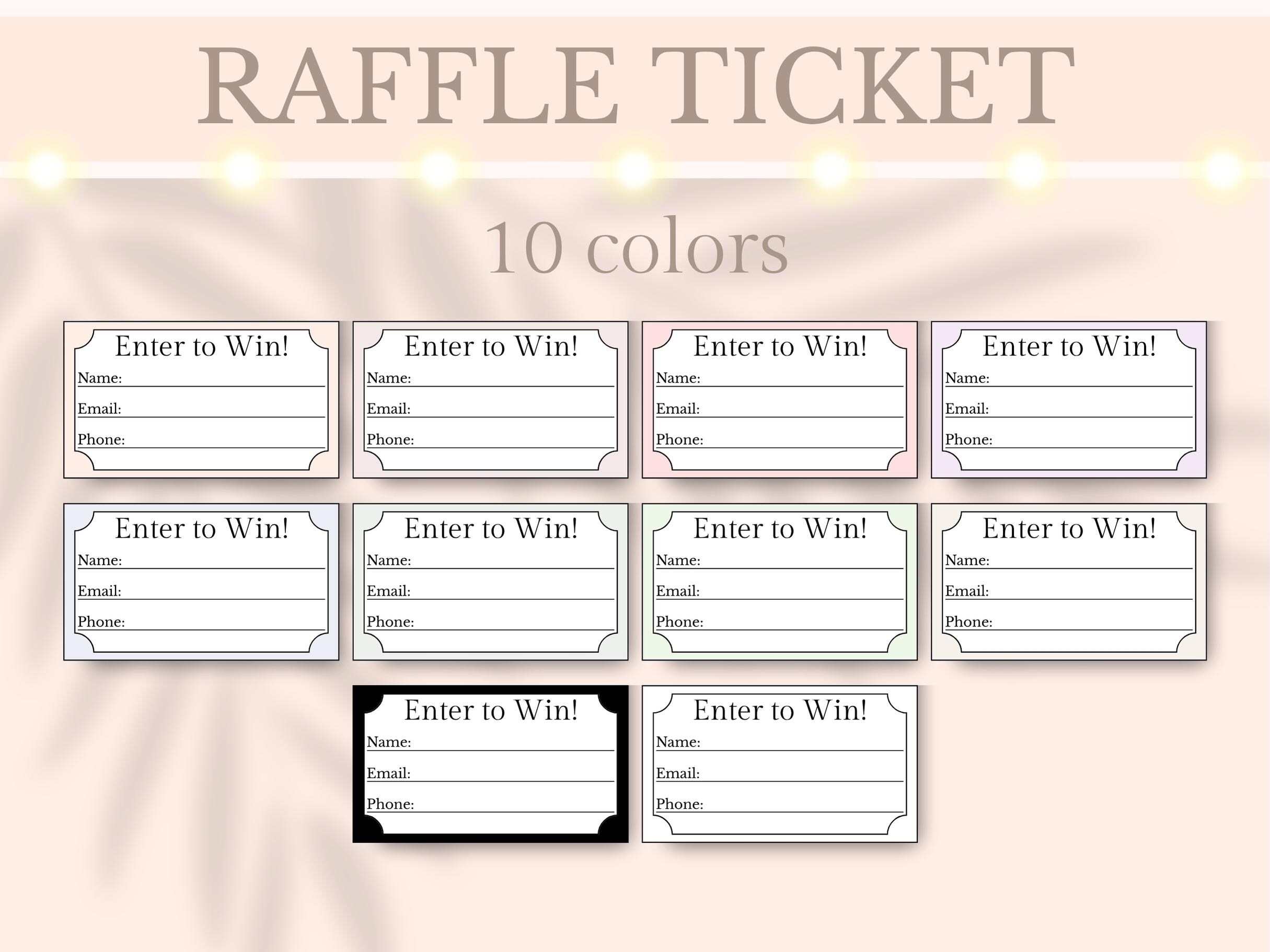 Raffle Ticket Form Printable Enter to Win Ticket Tombola Raffle Ticket ...
