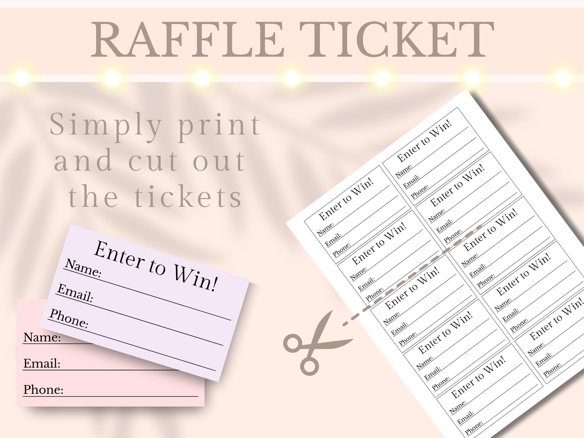 Raffle Ticket Form Printable Enter to Win Tombola Entry Ticket Draw ...