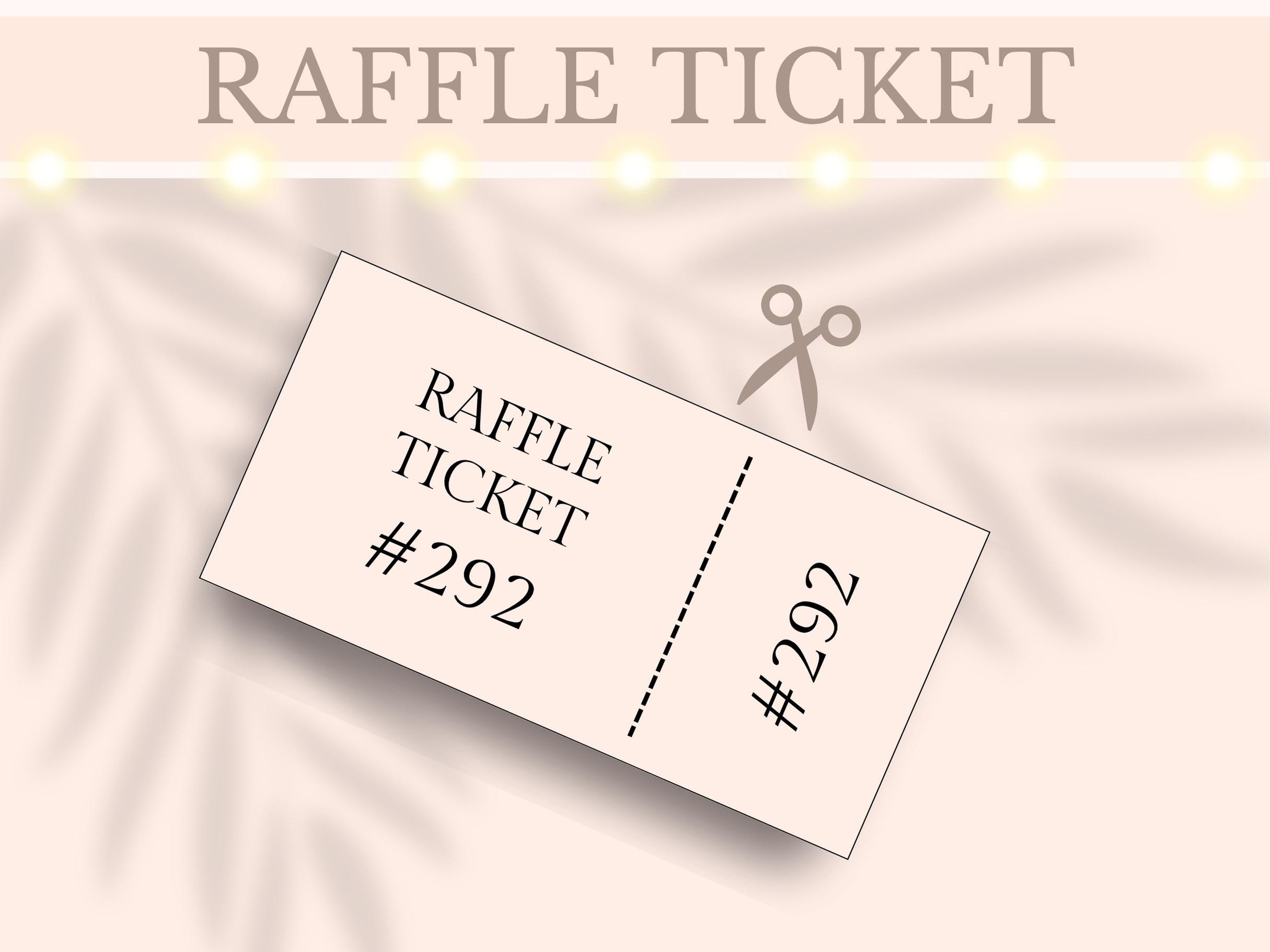 Numbered Raffle Ticket Printable Enter to Win Tombola Entry Ticket Draw ...
