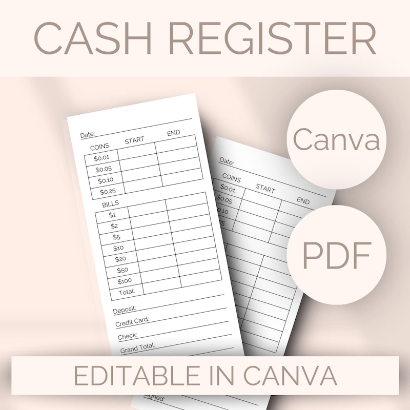 Cash Sheet for Closing a Till - Etsy