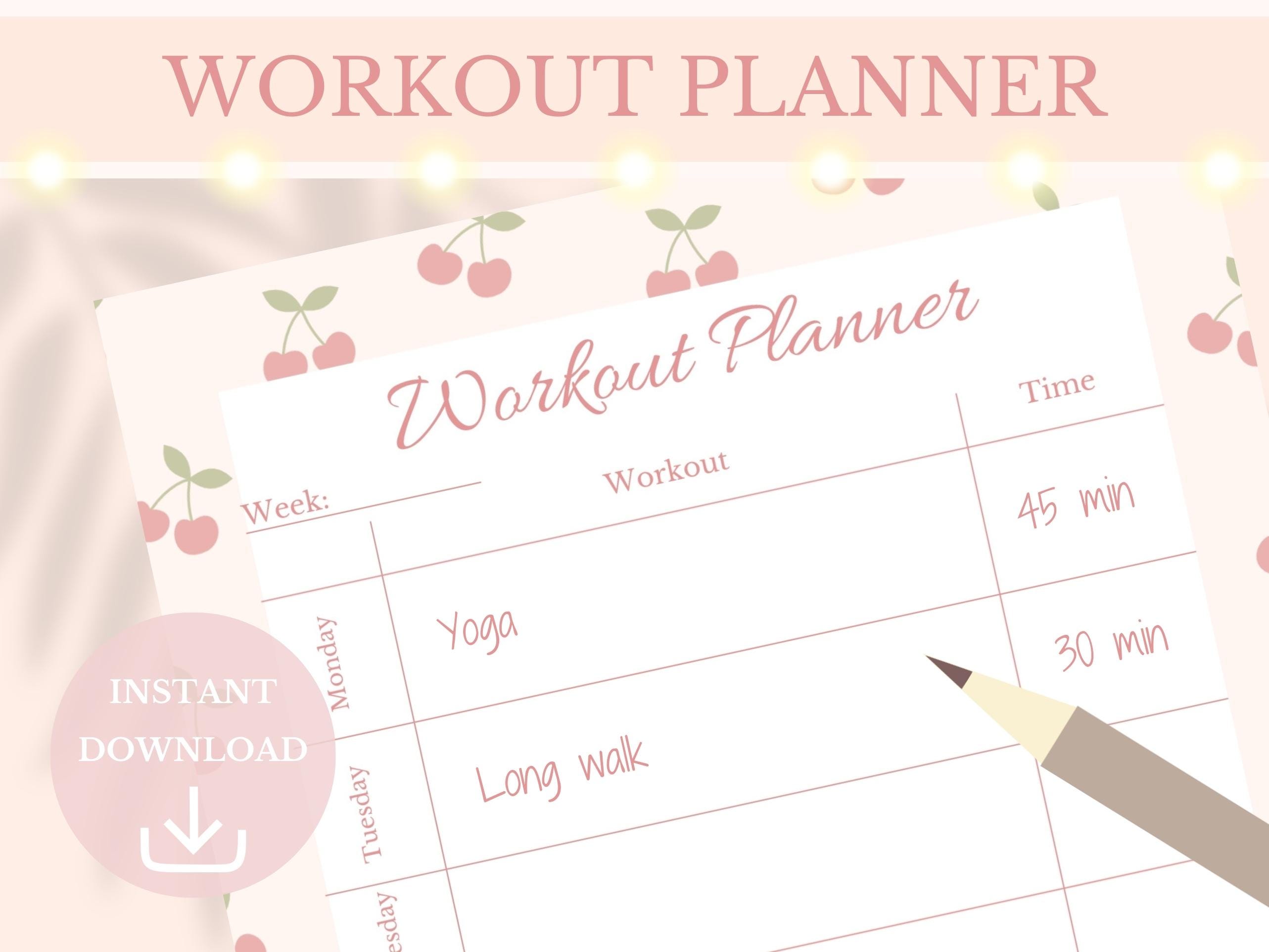 Digital Workout Planner Printable Exercise Tracker Fitness Planner ...