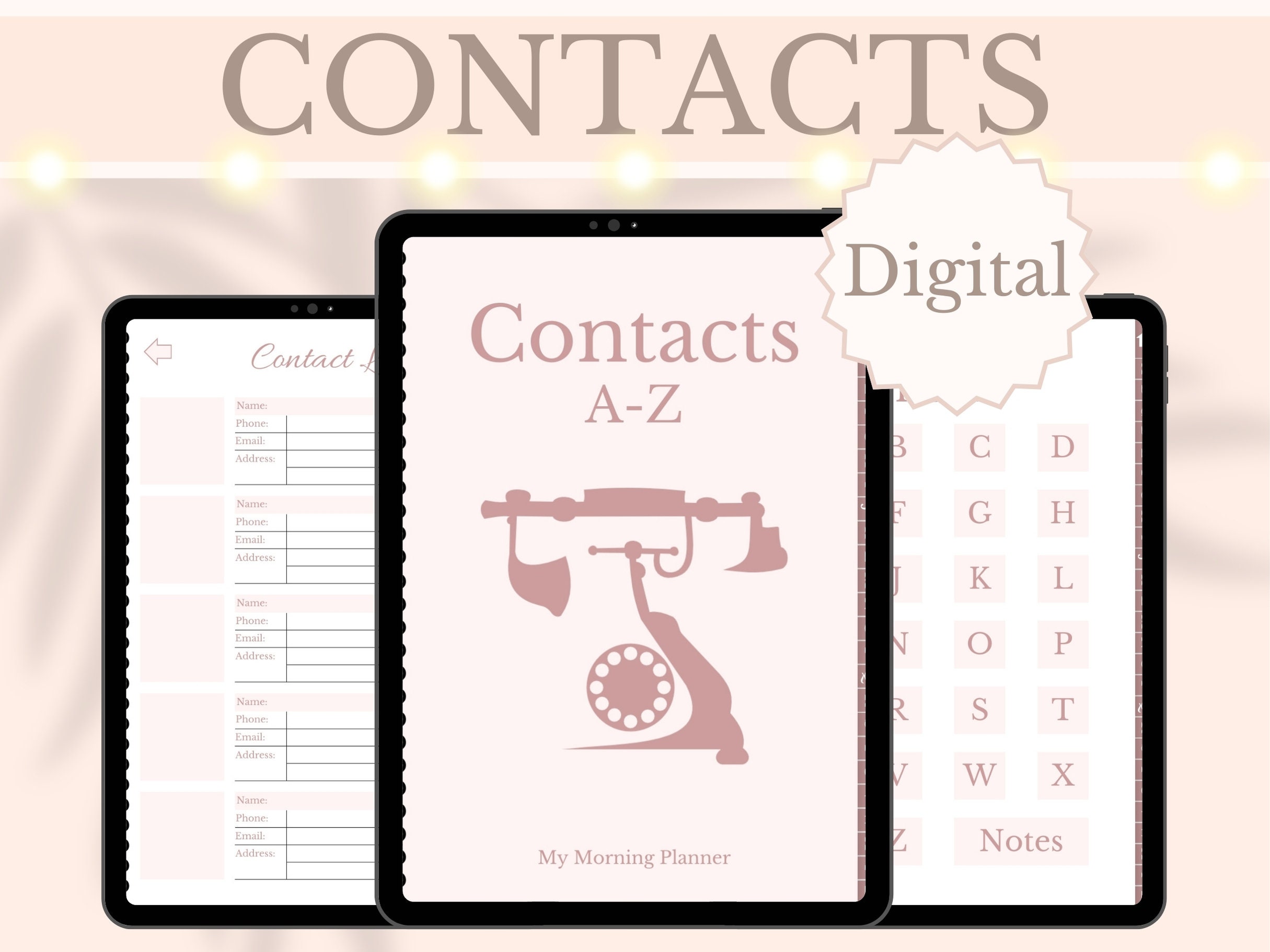 Digital Alphabetical Phone Book Contact List Address Book Simple