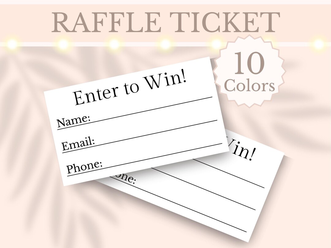 Raffle Ticket Form Printable Enter to Win Tombola Entry Ticket Draw ...