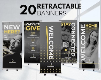 20 Church Retractable Banner Template Church Welcome Sign Editable Roll-Up Banner Lobby Welcome Sign Pop-Up Retractable Sign Canva Template