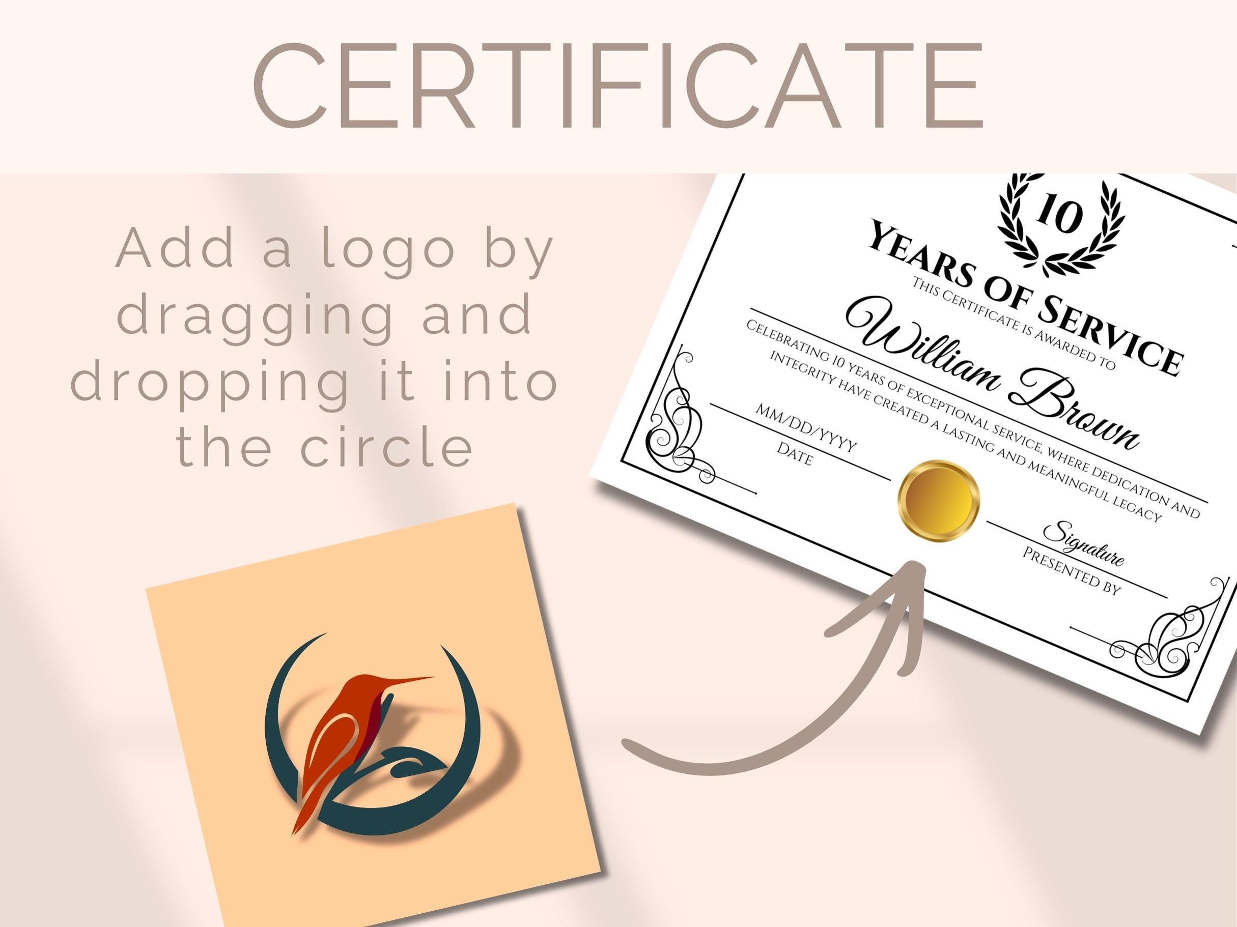 EDITABLE 10 Years of Service Template Certificate of Appreciation ...