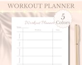 Weekly Workout Planner Printable Worksheet, Pink Weight Loss Tracker Health and Fitness Exercise Journal, A4/A5/Letter Digital Download