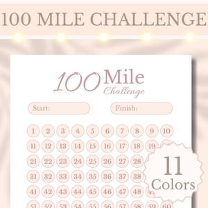 100 Mile Challenge Printable Running Tracker Walking Challenge Exercise Planner Workout Log Fitness Journal Weight Loss Tracker Progress Log
