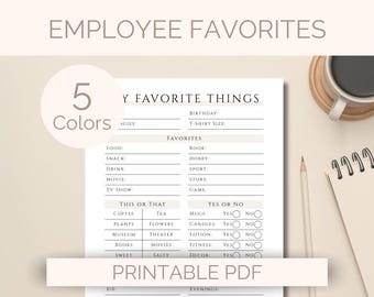Employee Favorites List Printable All About Me Questionnaire Employee Favorite Things List Team Building Getting To Know You Coworker Survey