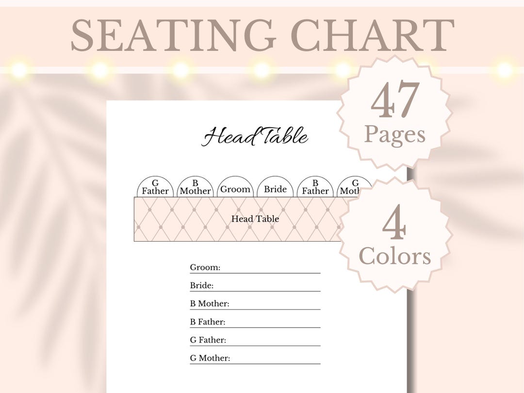 Wedding Seating Chart Planner Printable Table Layout Arrangement Guest ...