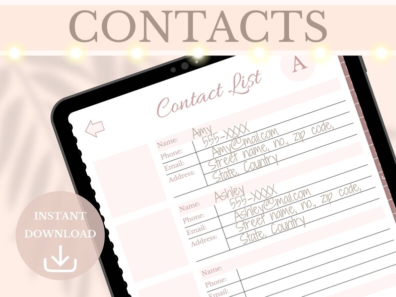 Digital Alphabetical Phone Book Contact List Address Book Simple ...