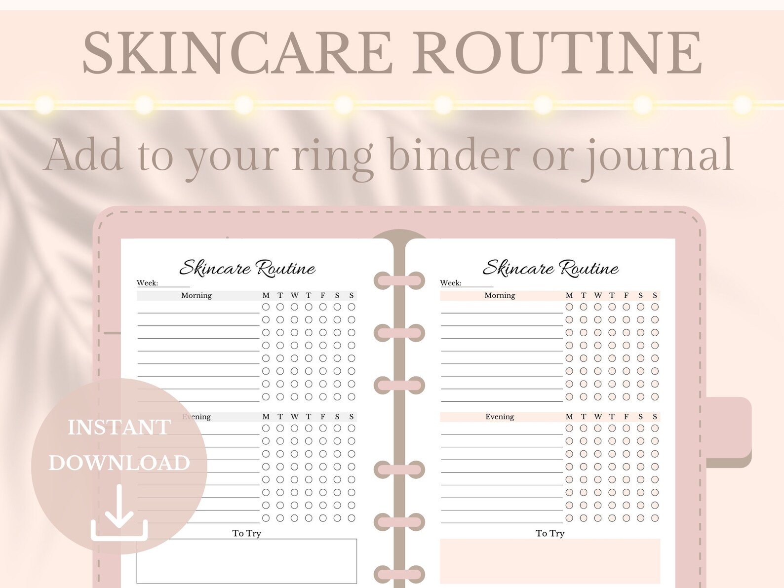 Weekly Skincare Routine Planner Printable Tracker, Pink Beauty Journal ...