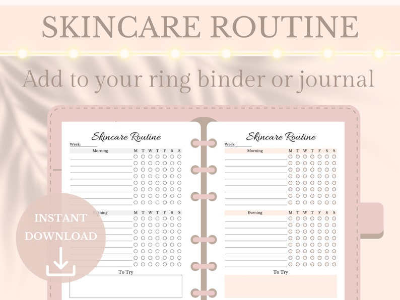Weekly Skincare Routine Planner Printable Tracker, Pink Beauty Journal ...