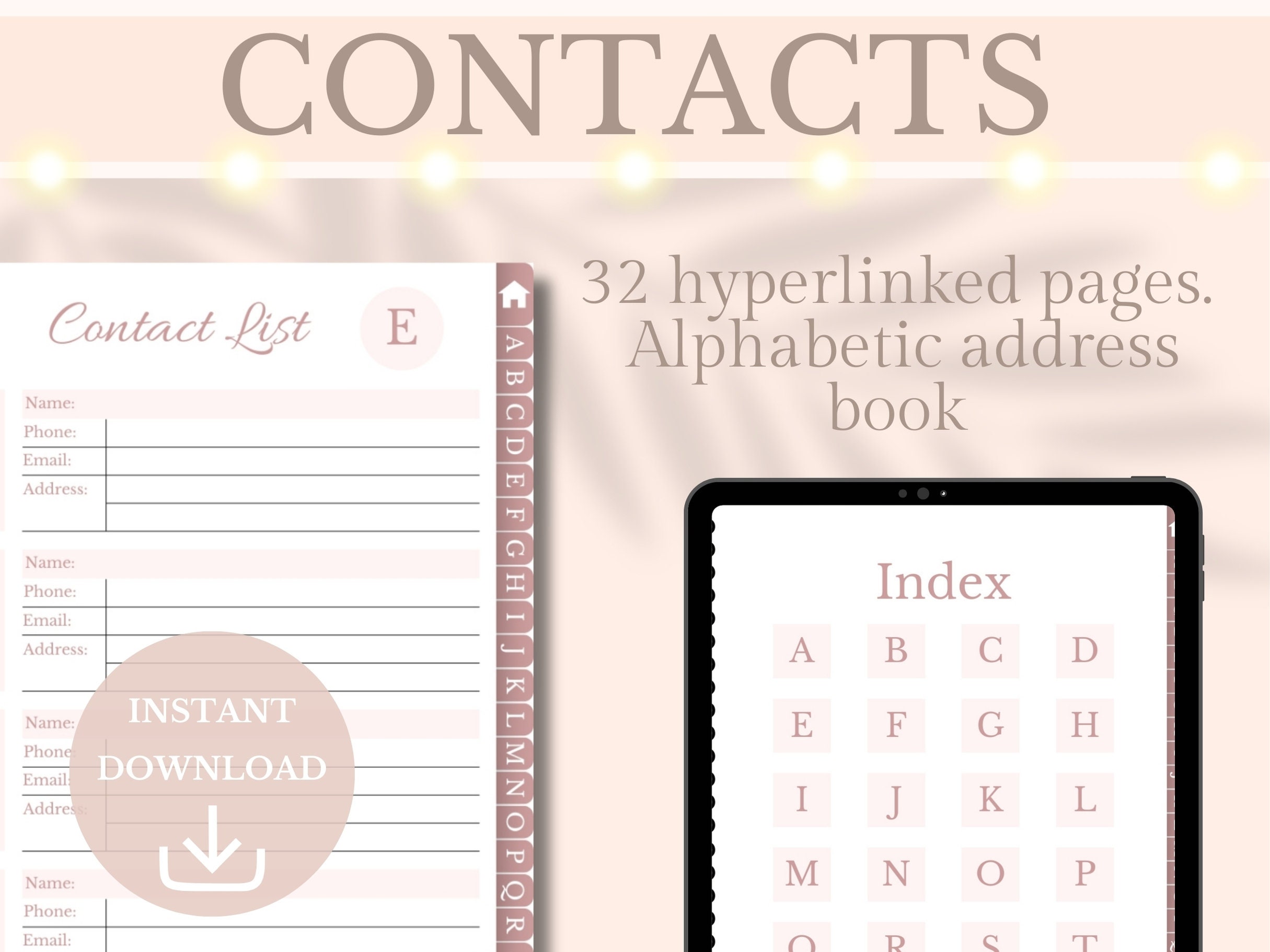 Digital Alphabetical Phone Book Contact List Address Book Simple
