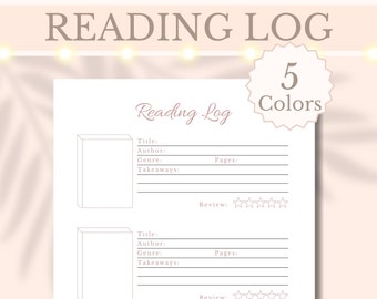 Reading Log Printable Book Tracker Reading Journal Book Lover Planner Books I Have Read TBR List Cover Draw, A4 A5 Letter, Digital Download