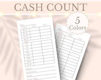 Cash Count Sheet Printable Cash Register Log Till Balance Cash Breakdown Reconciliation Tracker Money Drawer Small Business Digital Download