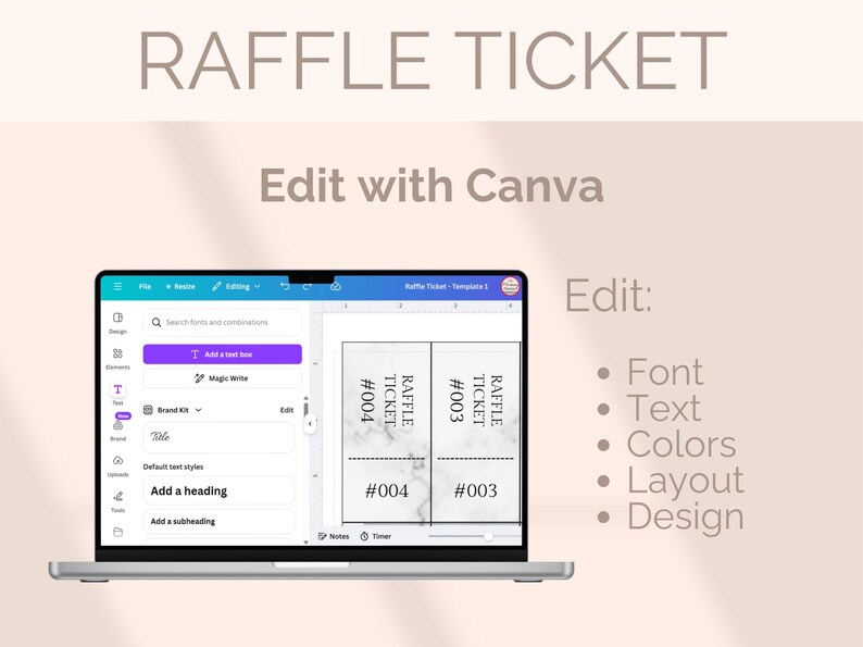 EDITABLE 300 Numbered Raffle Ticket Printable Enter to Win Ticket ...