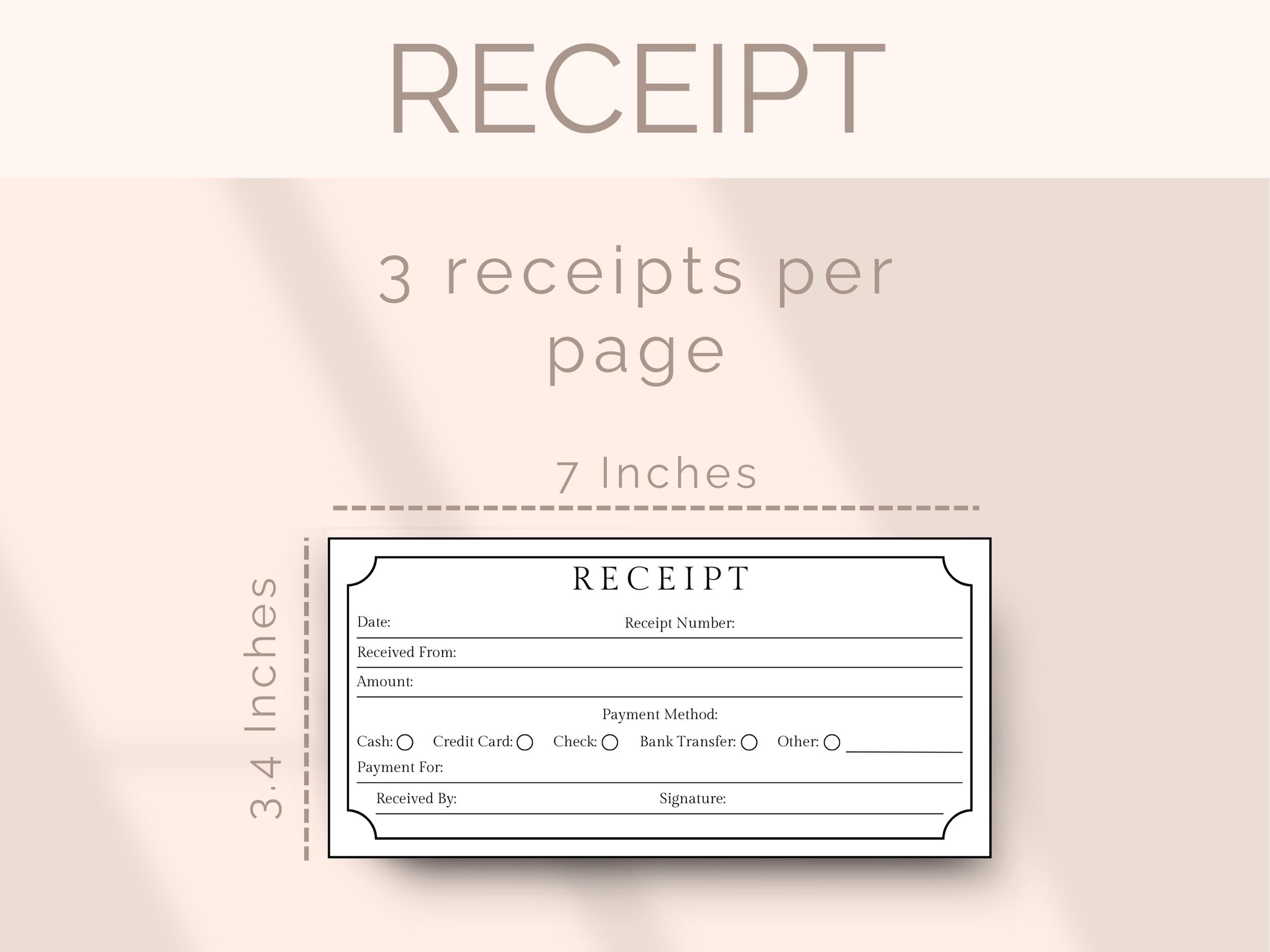 Transaction Print Creative Examples EDITABLE Receipt Template Sales Transaction Printable Receipt Rent ...