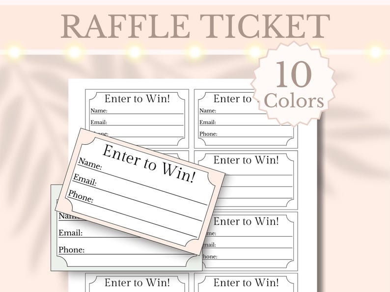 Receiving Raffle Form Raffle Ticket Form Printable Enter to Win Ticket Tombola Raffle Ticket ...