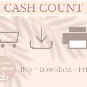 Cash Count Sheet Printable Cash Register Log Till Balance Cash ...