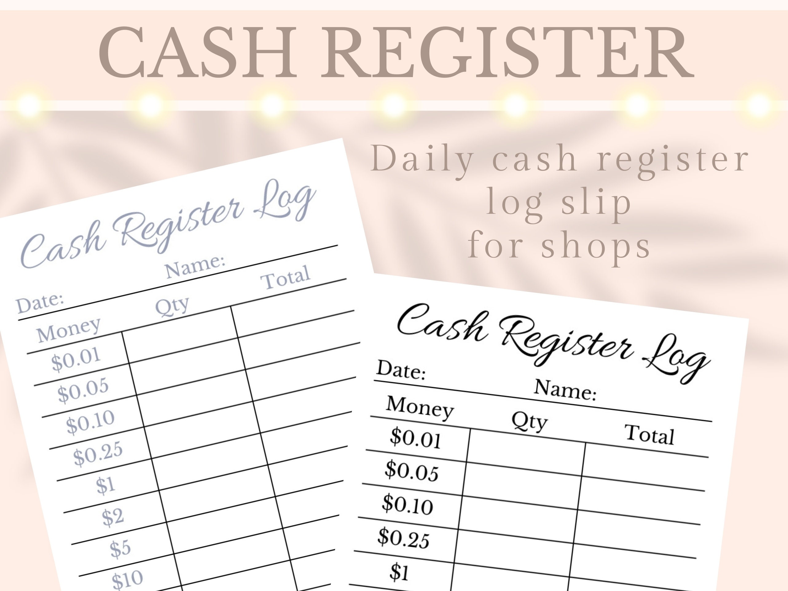 Cash Breakdown Teller Slip Printable Cash Register Till Balance Tracker Cash Breakdown Teller Slip Printable Cash Register Till Balance Tracker