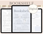 Digital Bookshelf Reading Tracker Coloring Pages Book Lover Accessories TBR List Book Review Template, Instant Digital Download