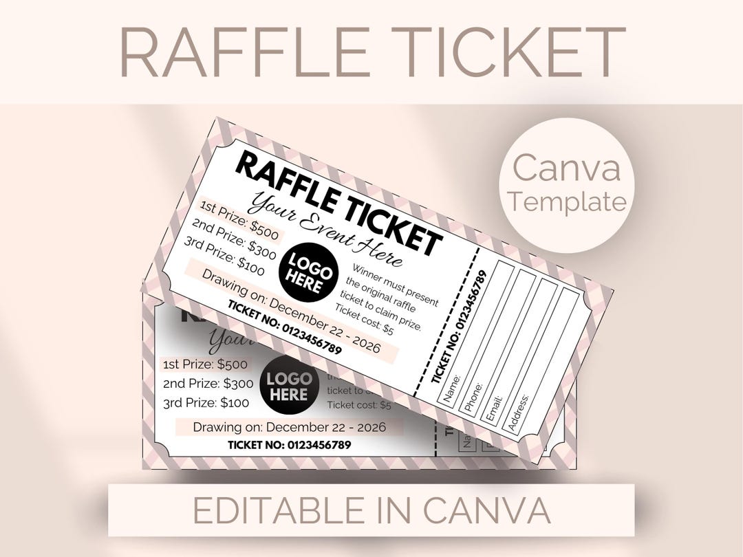 EDITABLE Raffle Ticket Template Fundraiser Raffle Ticket Charity Raffle ...