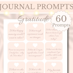 60 dankbaarheidsdagboek promptkaarten Afdrukbare journaling prompts reflectiekaarten dankkaarten dankbaar schrijven, A4, brief, digitale download