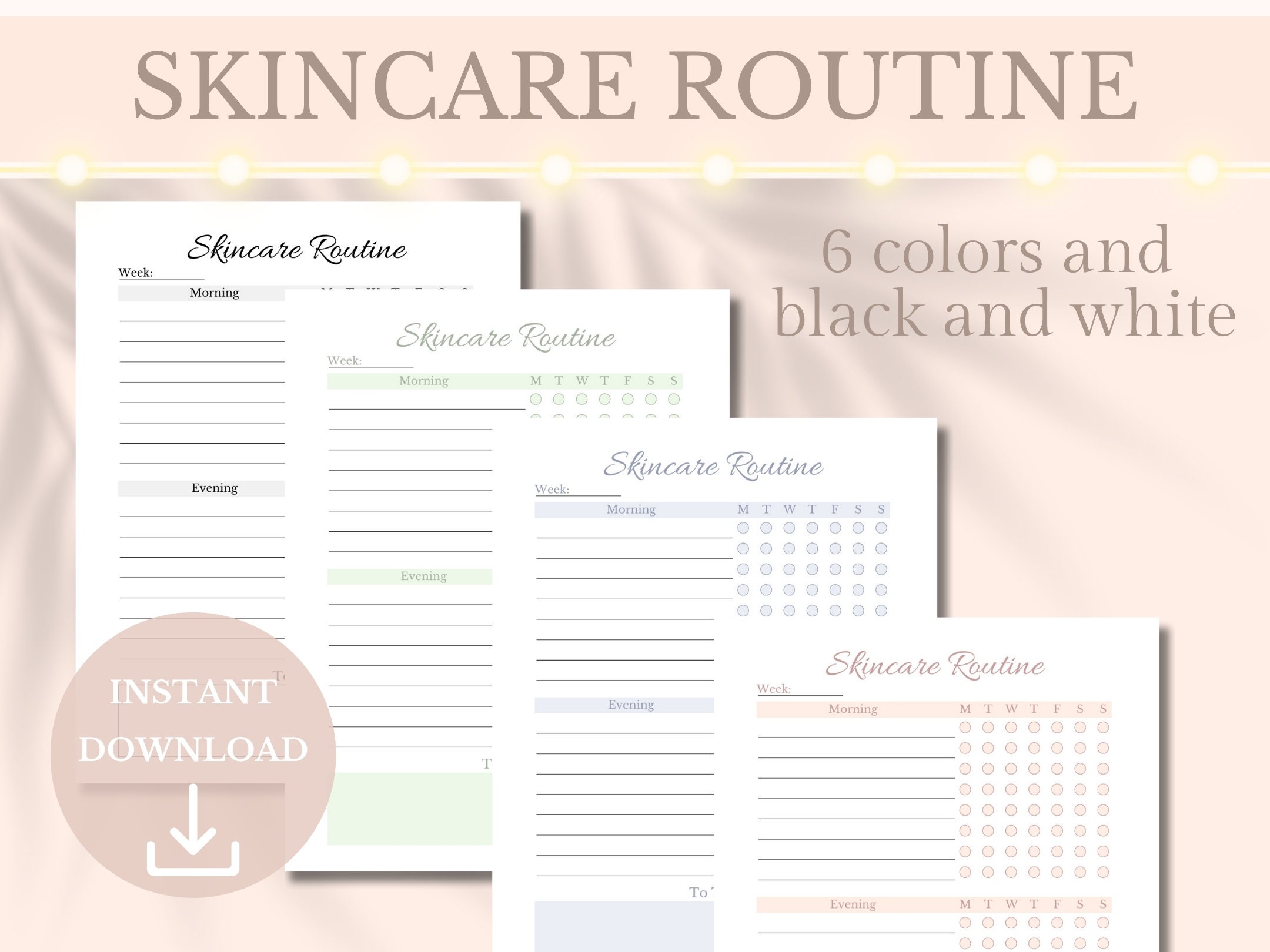 Weekly Skincare Routine Planner Printable Tracker, Pink Beauty Journal ...