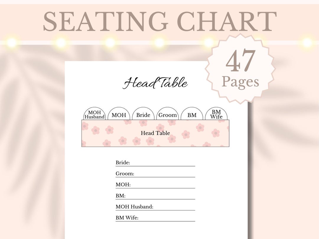 Wedding Seating Chart Planner Printable Table Layout Chart Guest ...
