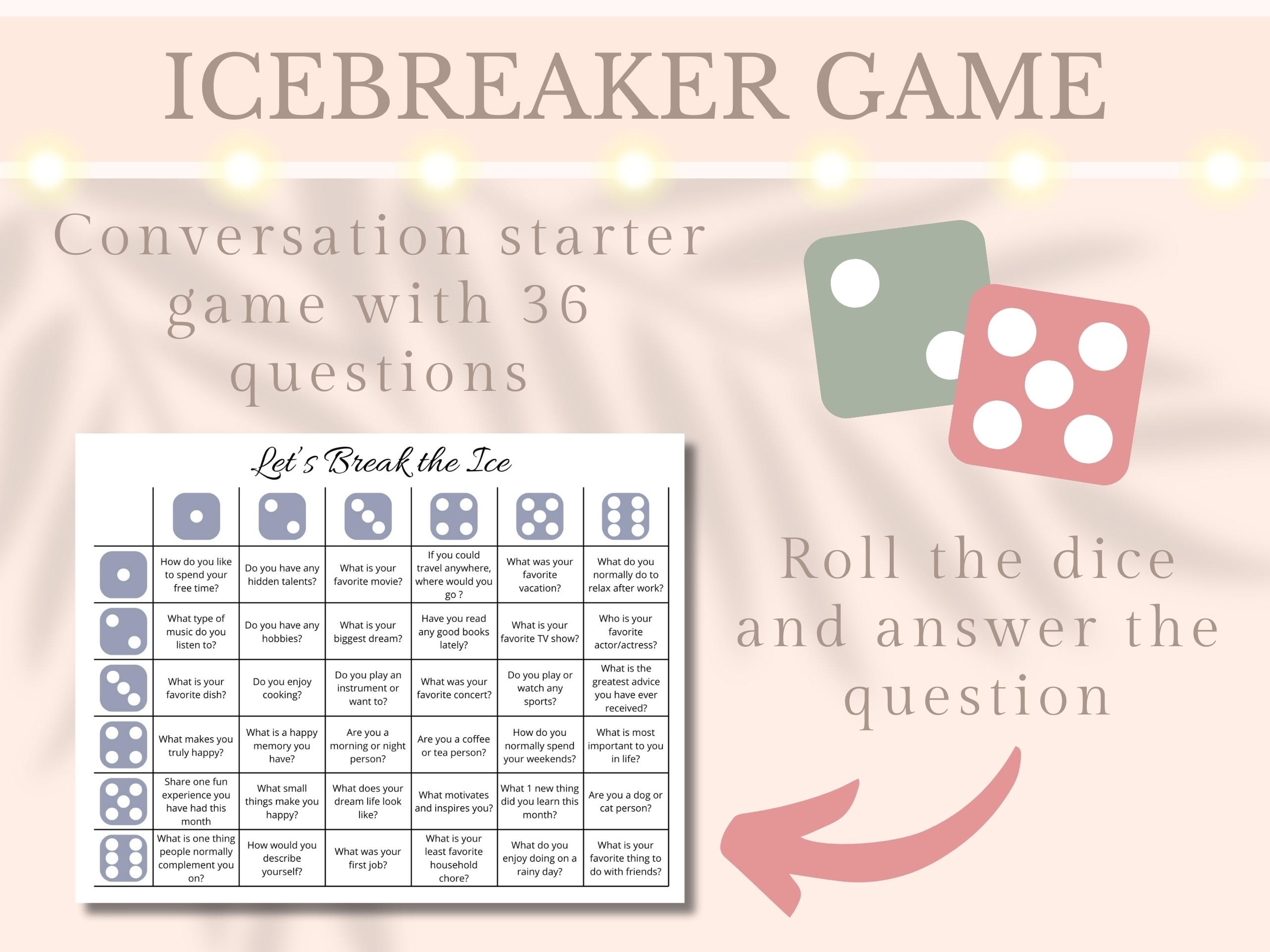 Icebreaker Game Printable Conversation Starter for Work Party Game ...