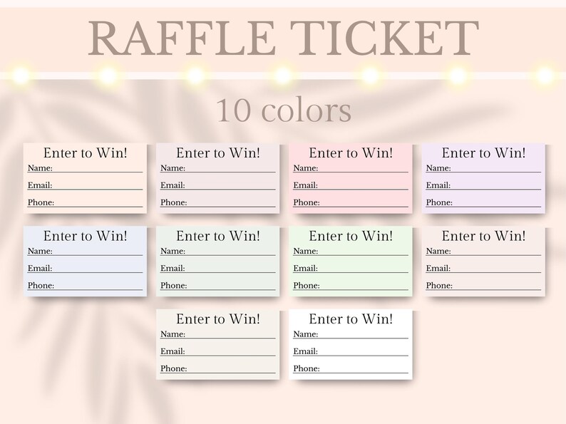 Receiving Raffle Form Raffle Ticket Form Printable Enter to Win Tombola Entry Ticket Draw ...