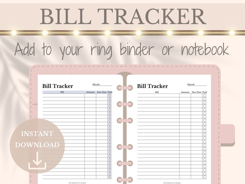 Monthly Bill Tracker Printable Expense Payment Checklist, Finance ...