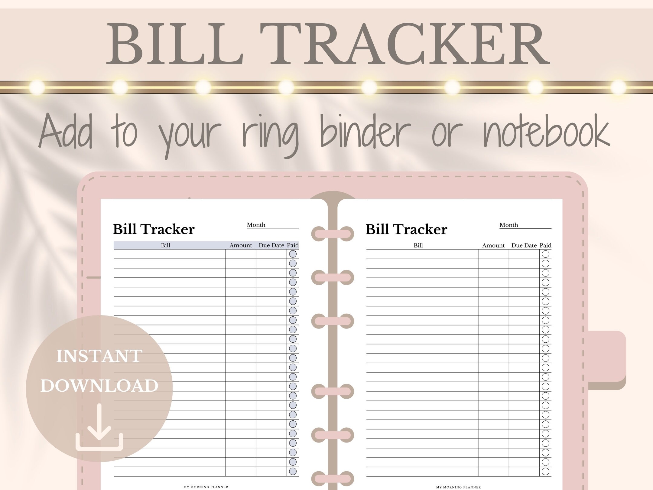 Monthly Bill Tracker Printable Expense Payment Checklist, Finance ...