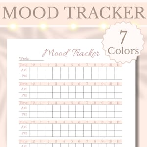 Mood Tracker Printable Planner Emotion Chart Health Worksheet Daily ...