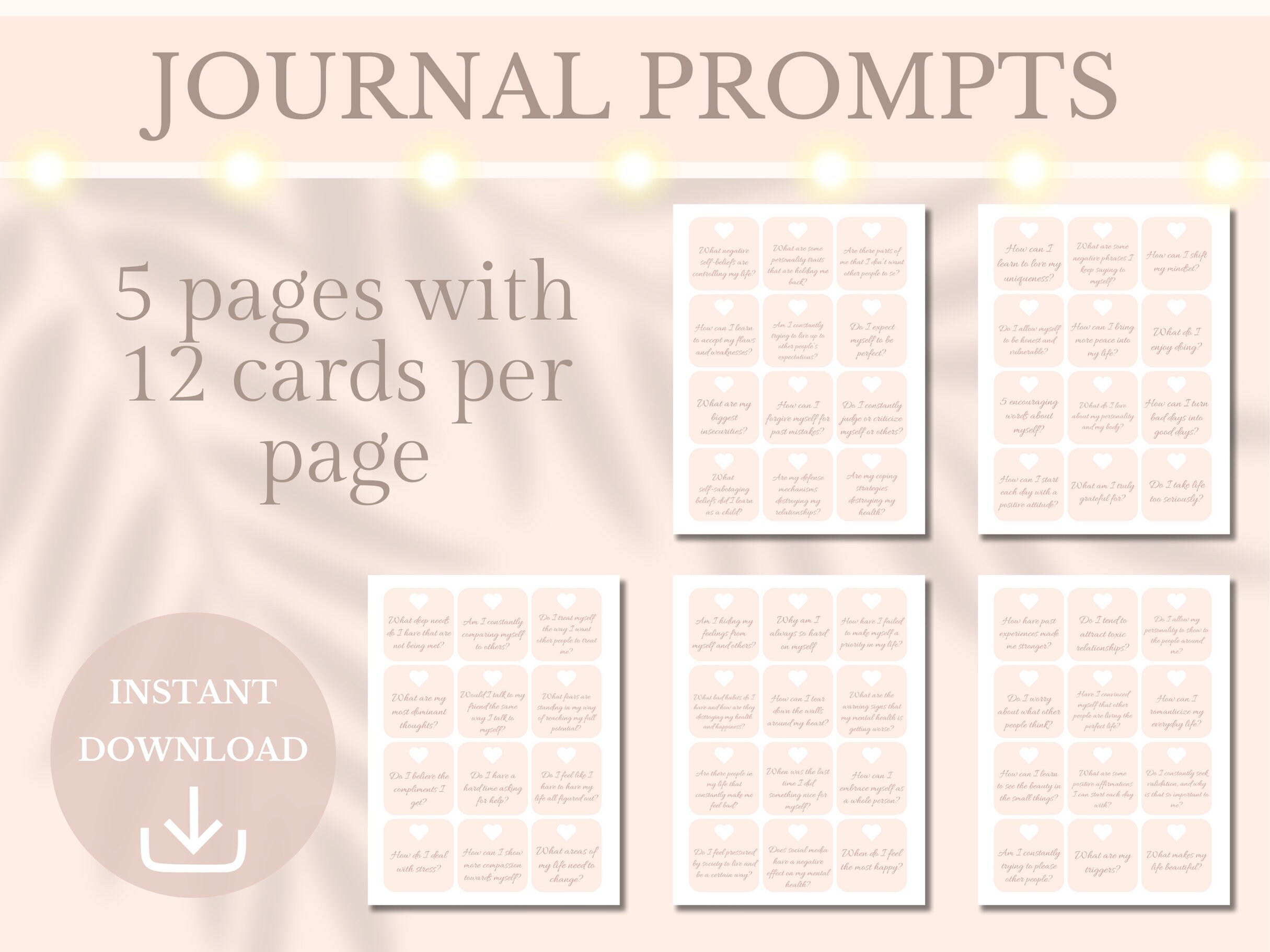 60 Shadow Work Journal Prompt Cards Printable Journaling Prompts ...