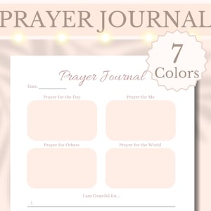 Diario de oración Rastreador de oración cristiana imprimible Planificador devocional Fe Gratitud Versículo bíblico Lista de oración, Carta A4 A5, Descarga digital