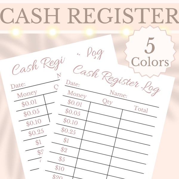 Cash Breakdown Teller Slip Printable Cash Register Till Balance Tracker, Small Business Shop Bookkeeping Sheet, A4, Letter, Digital Download