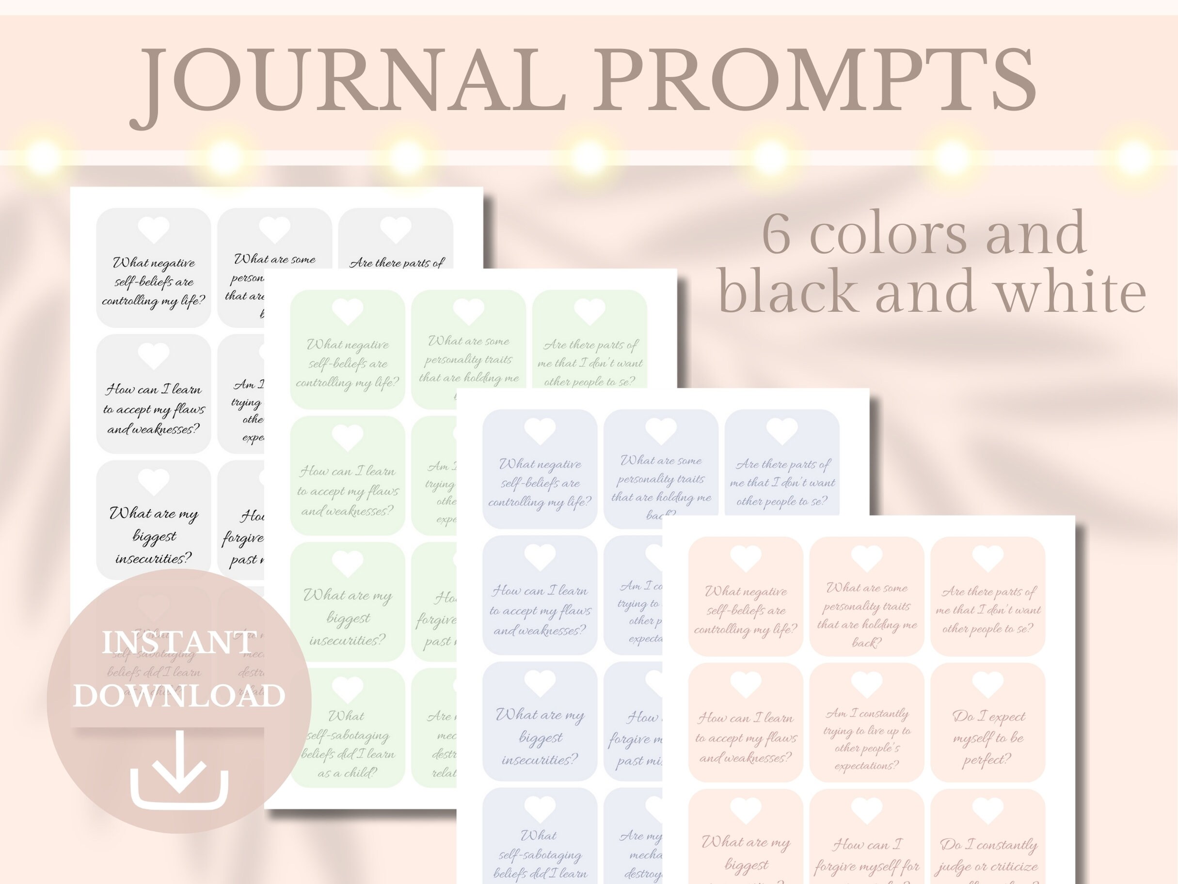60 Shadow Work Journal Prompt Cards Printable Journaling Prompts ...