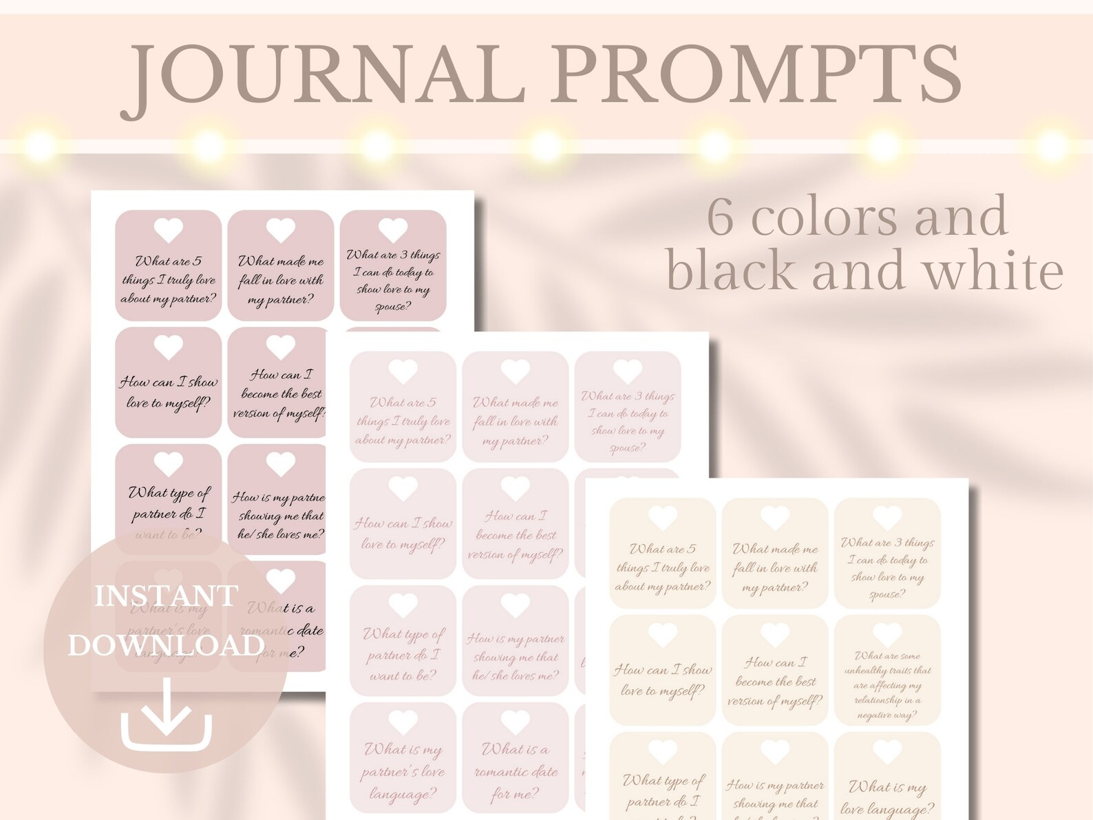 Chapter 60 Journal 60 Journal Prompt Cards Printable Relationship Journaling Prompts Love ...