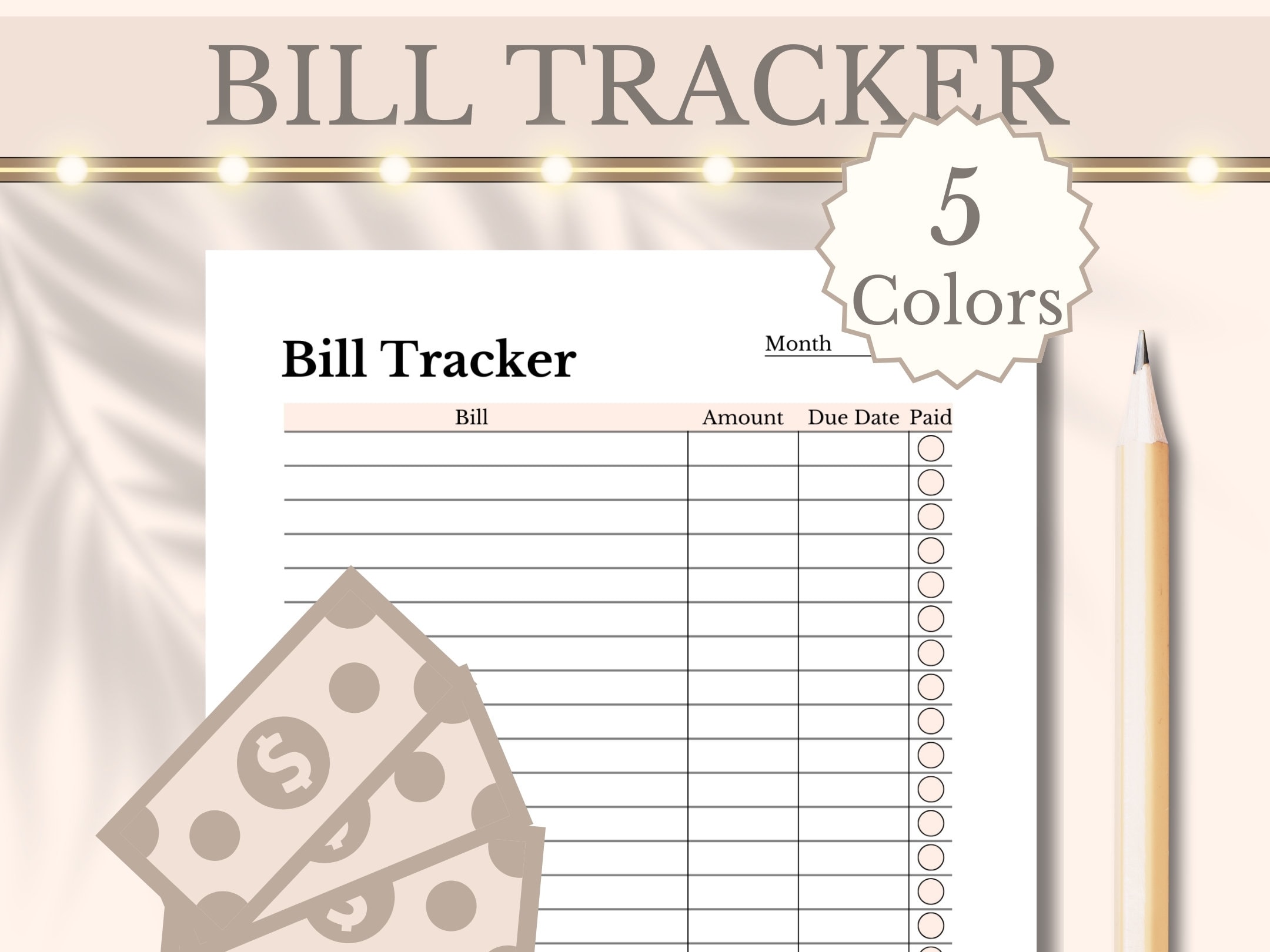 Monthly Bill Tracker Printable Expense Payment Checklist, Finance ...