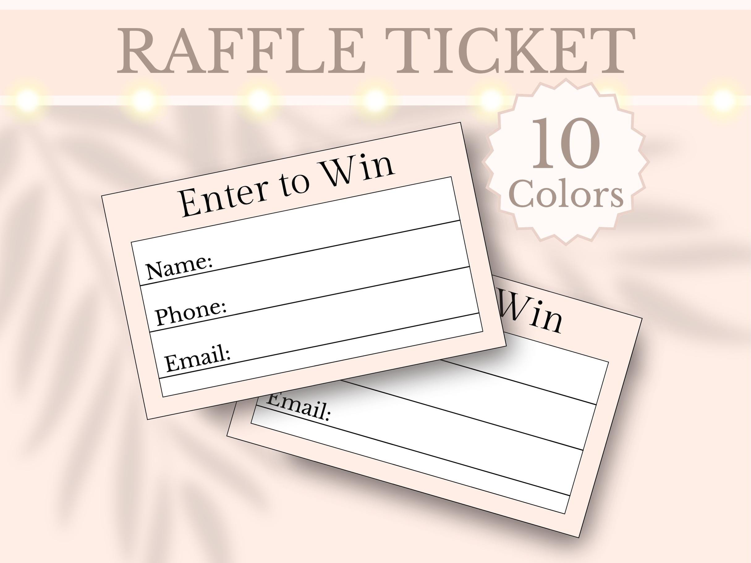 Raffle Ticket Template Printable Enter to Win Tombola Raffle Ticket ...