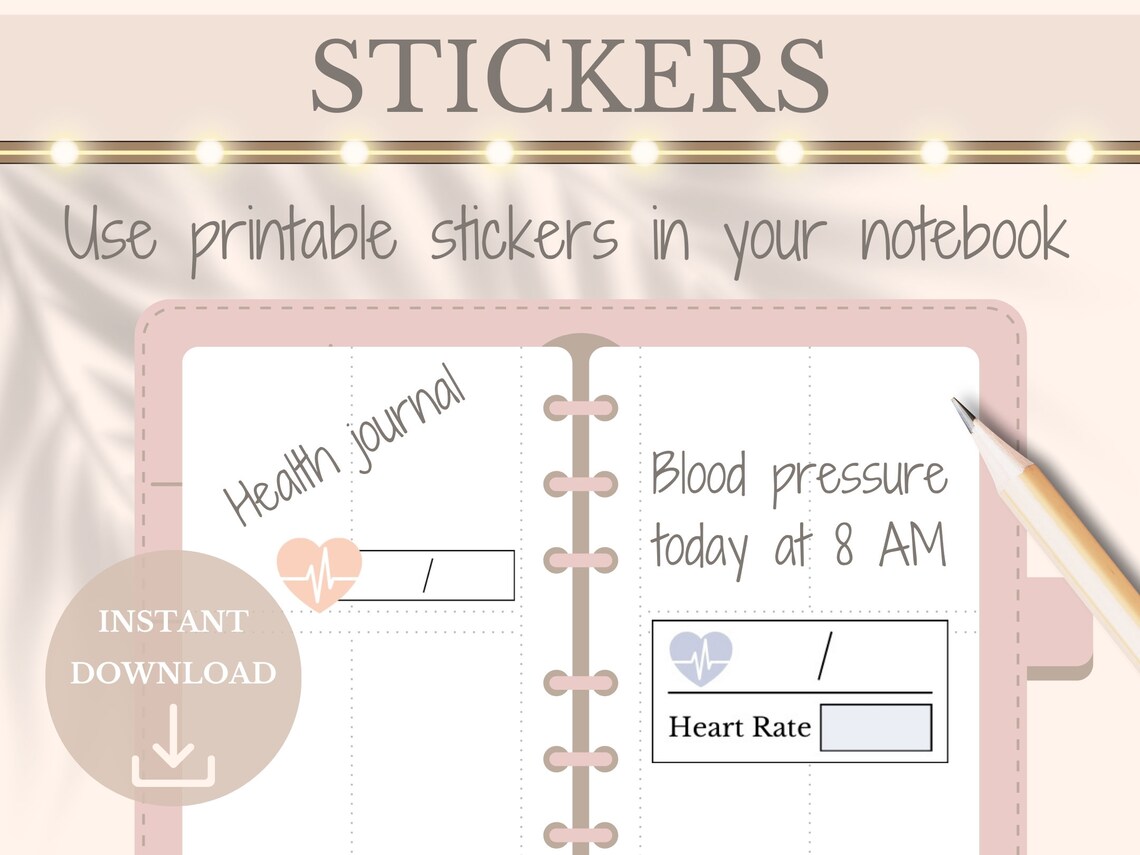 Study Pressure Sticker Blood Pressure Printable Stickers Heart Rate Tracker Hypertension ...