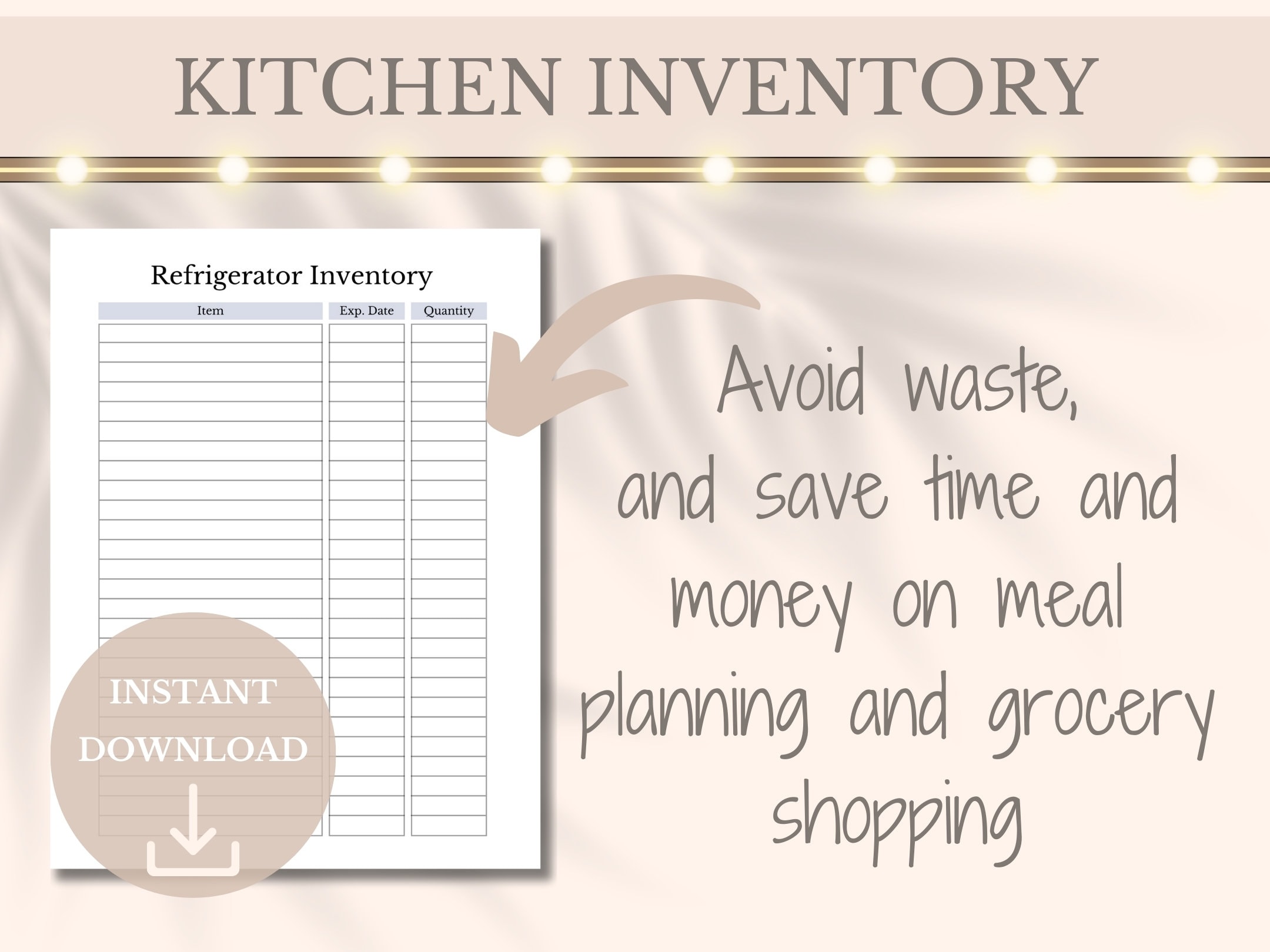 Kitchen Inventory Tracker Free Download Kitchen Inventory Printable Tracker Food Log, Fridge Freezer Pantry ...